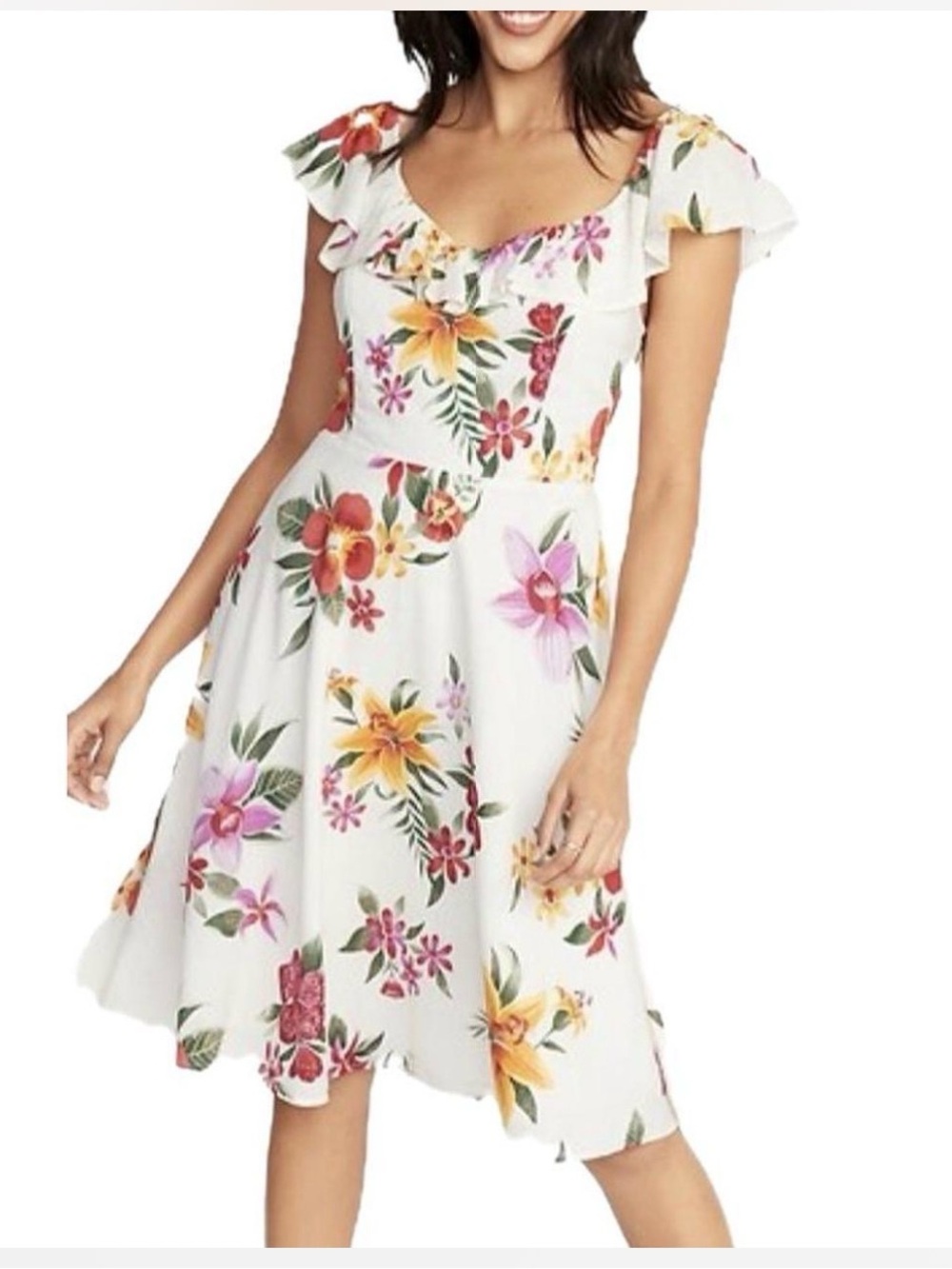 Torrid 3X Ruffle A Line Floral Midi Dress Garden Tropical Smocked Cottage Bloom